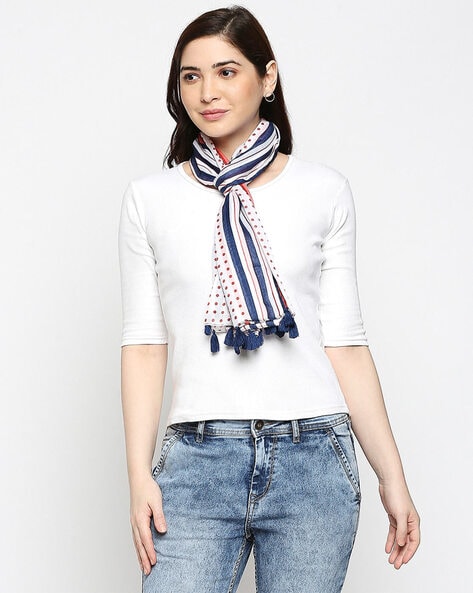 Polka-Dot Scarf with Tassels Price in India