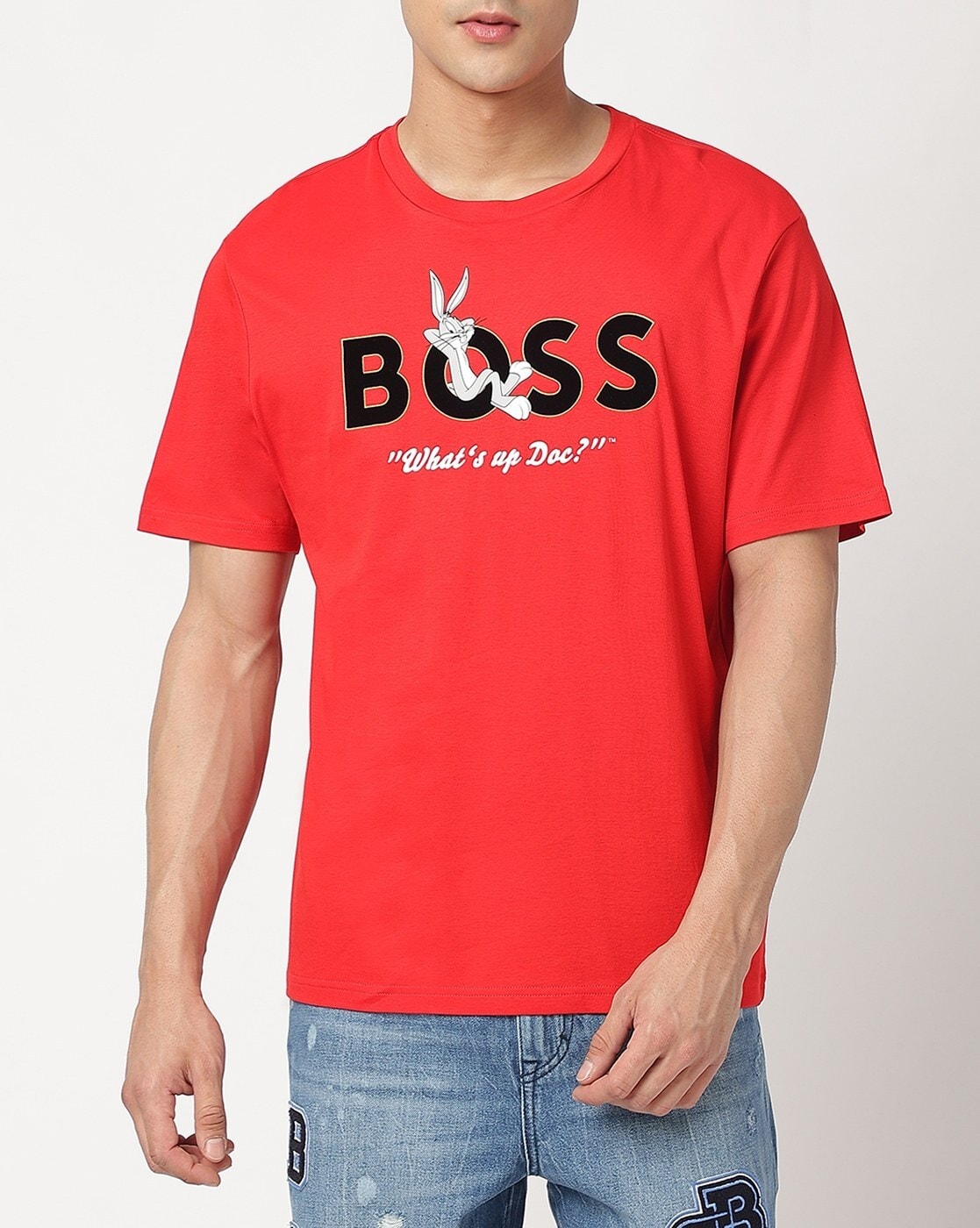 LOONEY TUNES X BOSS LONG-SLEEVED MERCERIZED-COTTON shops T-SHIRT