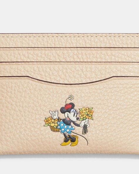 Coach Disney X Minnie Mouse Zip Around Wallet Credit Card Case Black