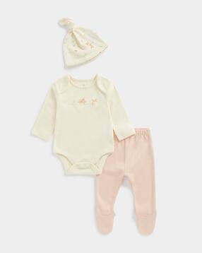 mothercare Printed Onesie with Pants & Cap Set-picture-45