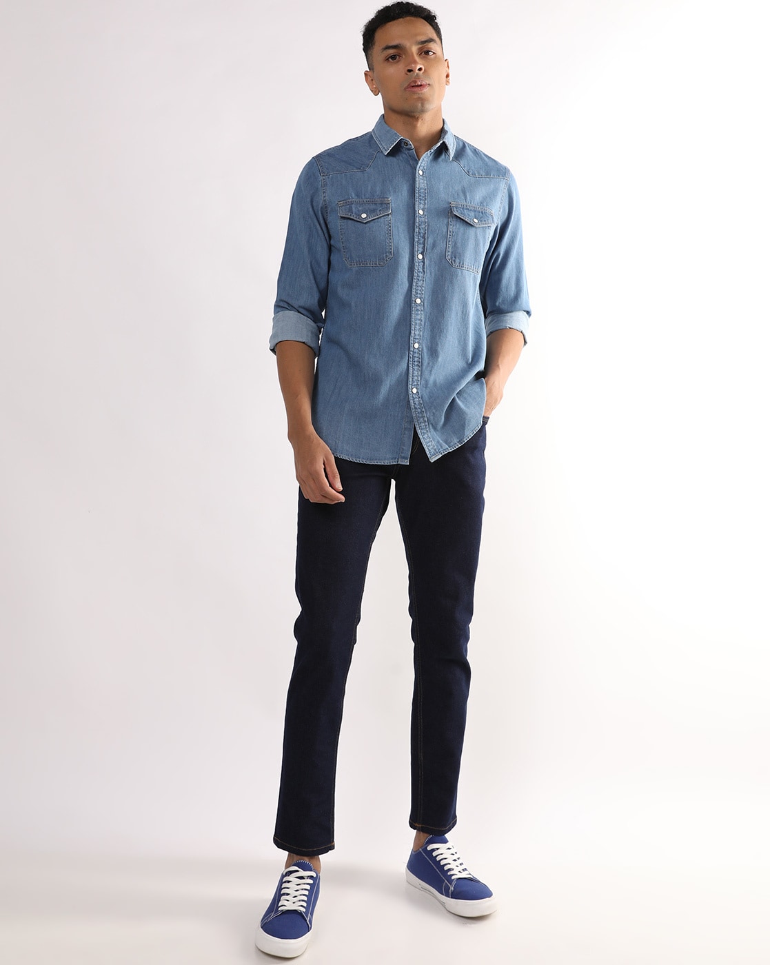 Dennis Lingo Men's Denim Slim Fit Cotton Full Sleeeve, Spread Collar Casual  Shirt – DENNIS LINGO