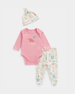 mothercare Graphic Print Bodysuit & Pants Set with Cap-picture-27