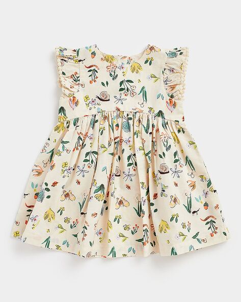 Buy Mothercare Wanderlust Girls Half Sleeve Casual Dress -Cream Online at  Best Price | Mothercare