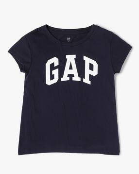 Round-Neck T-shirt with Logo Print-image-41
