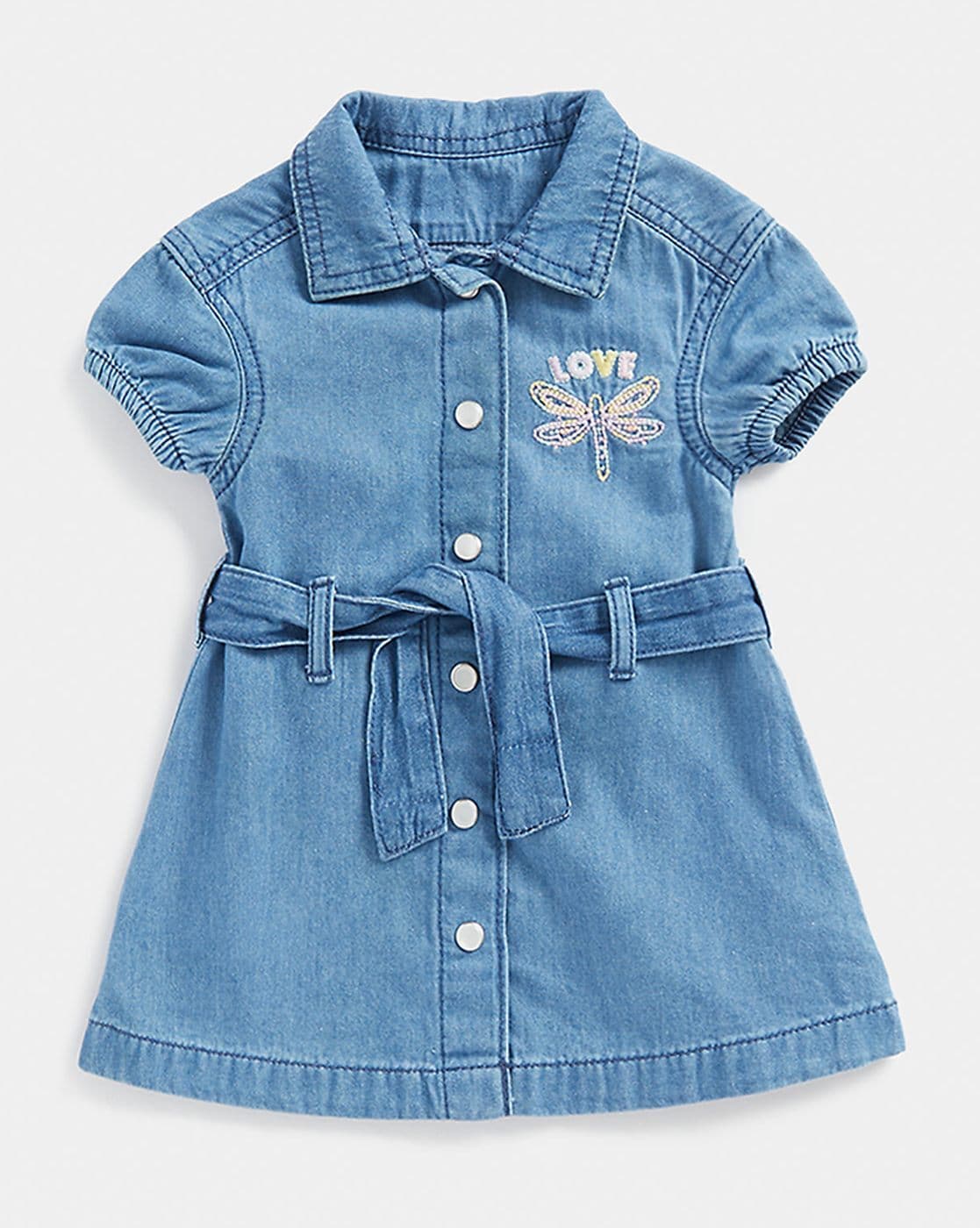 Girls Long Sleeve Belted Knit Denim Shirt Dress | The Children's Place -  ARYA WASH