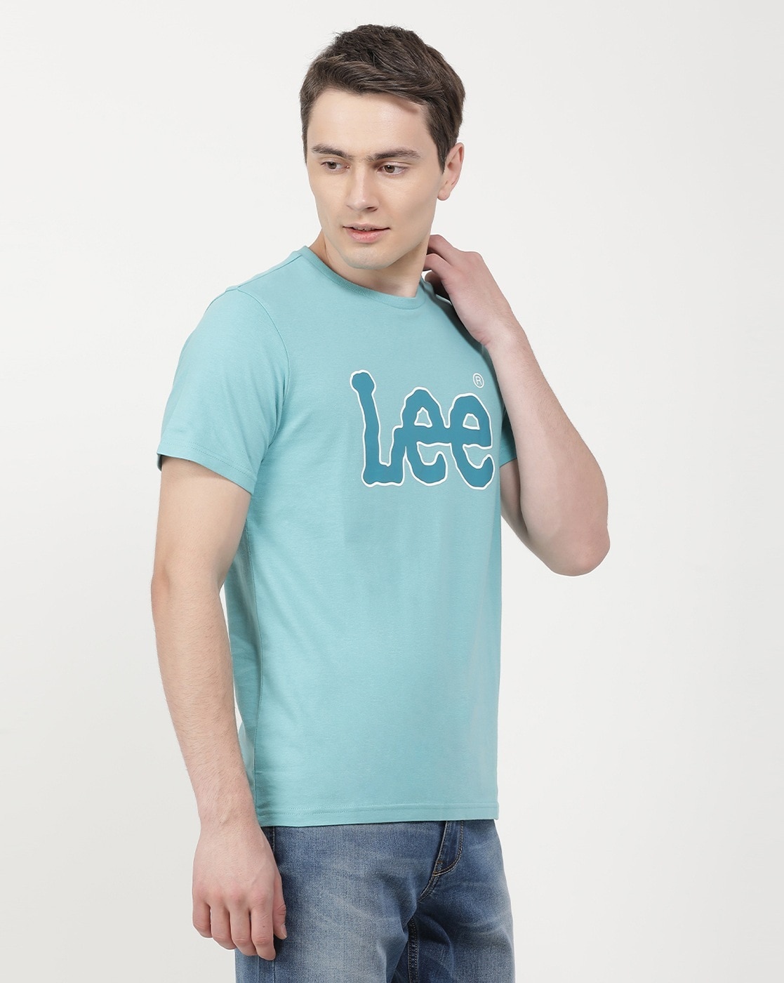 Lee Men's Printed Blue Crew Neck T-Shirt (Slim)