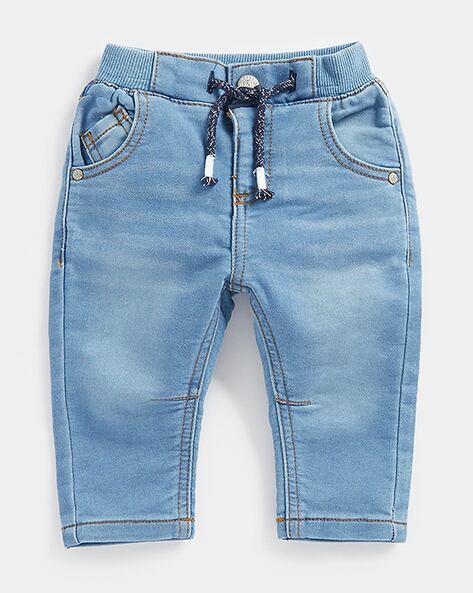 Lightly Washed Elasticated Waist Jeans