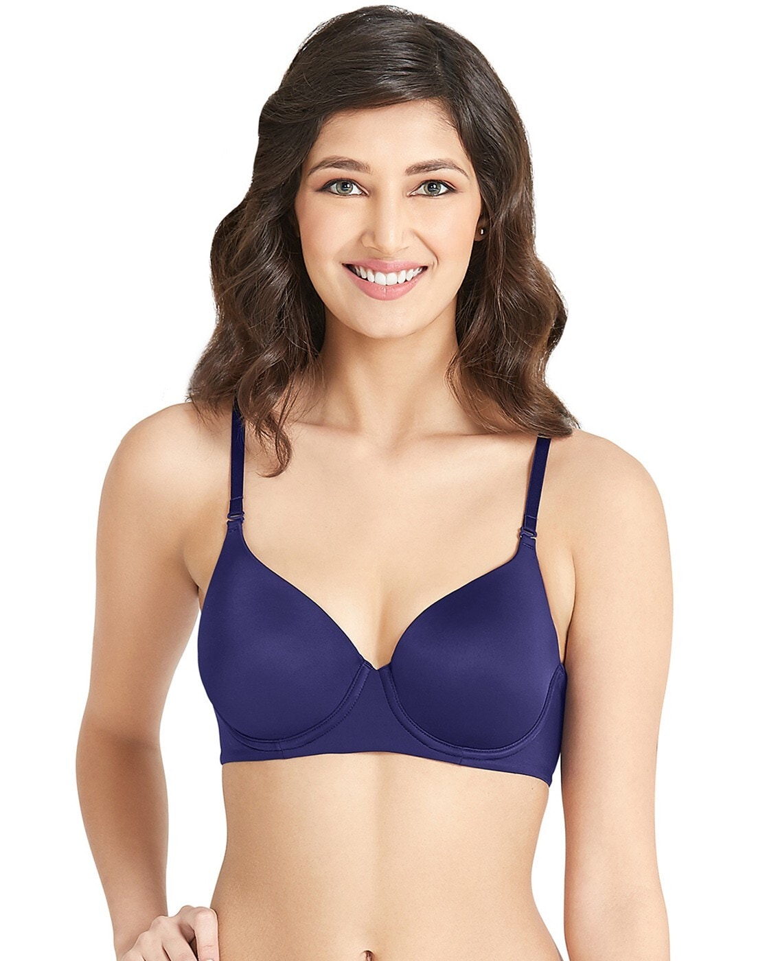 Buy Textured Wired Demi Bra with Hook and Eye Closure