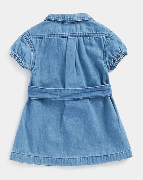 Trendy Toddler Girls Faux Ripped Denim Dress Long Sleeve - Temu