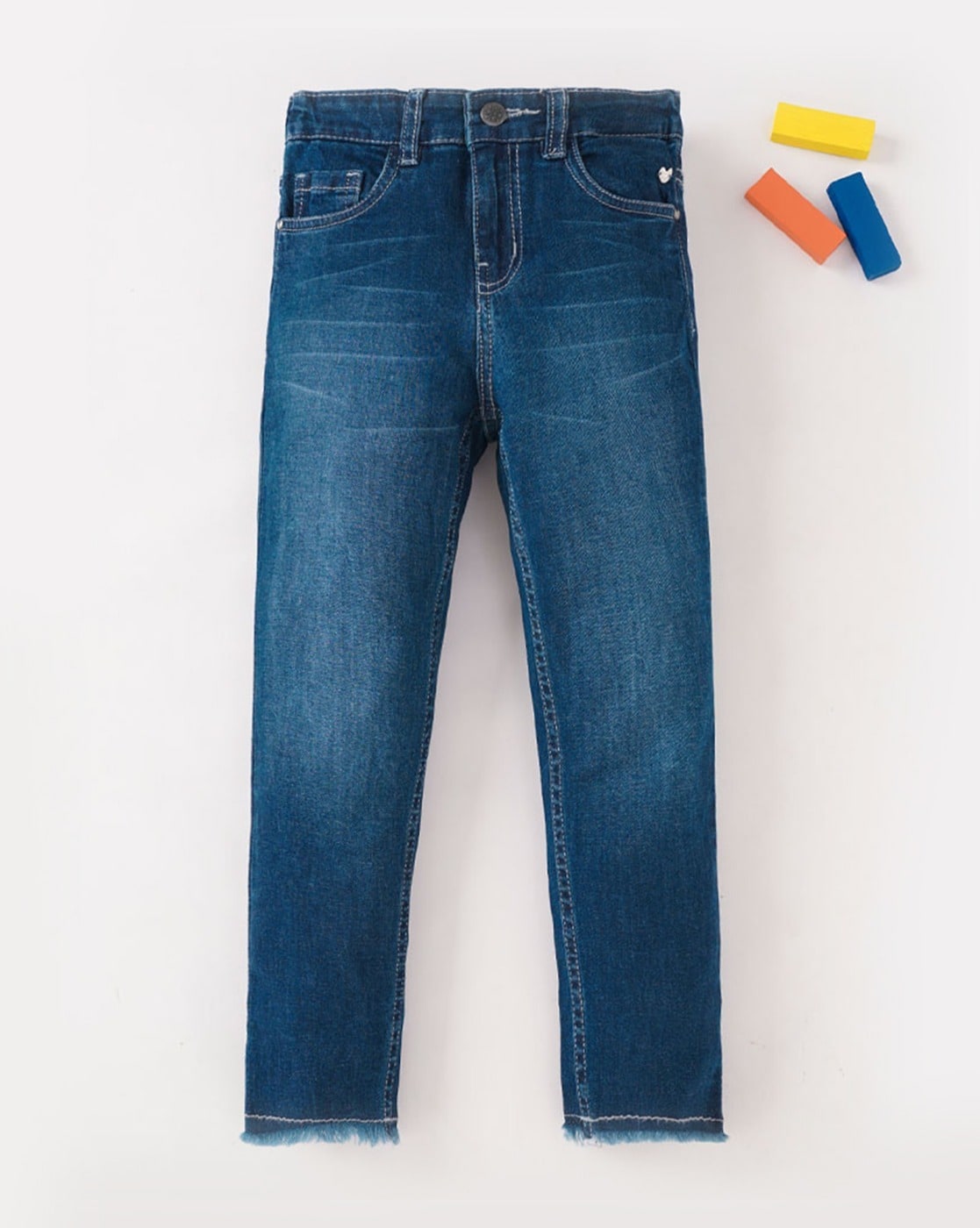 Ed-a-Mamma Kids Blue Cotton Washed Jeggings
