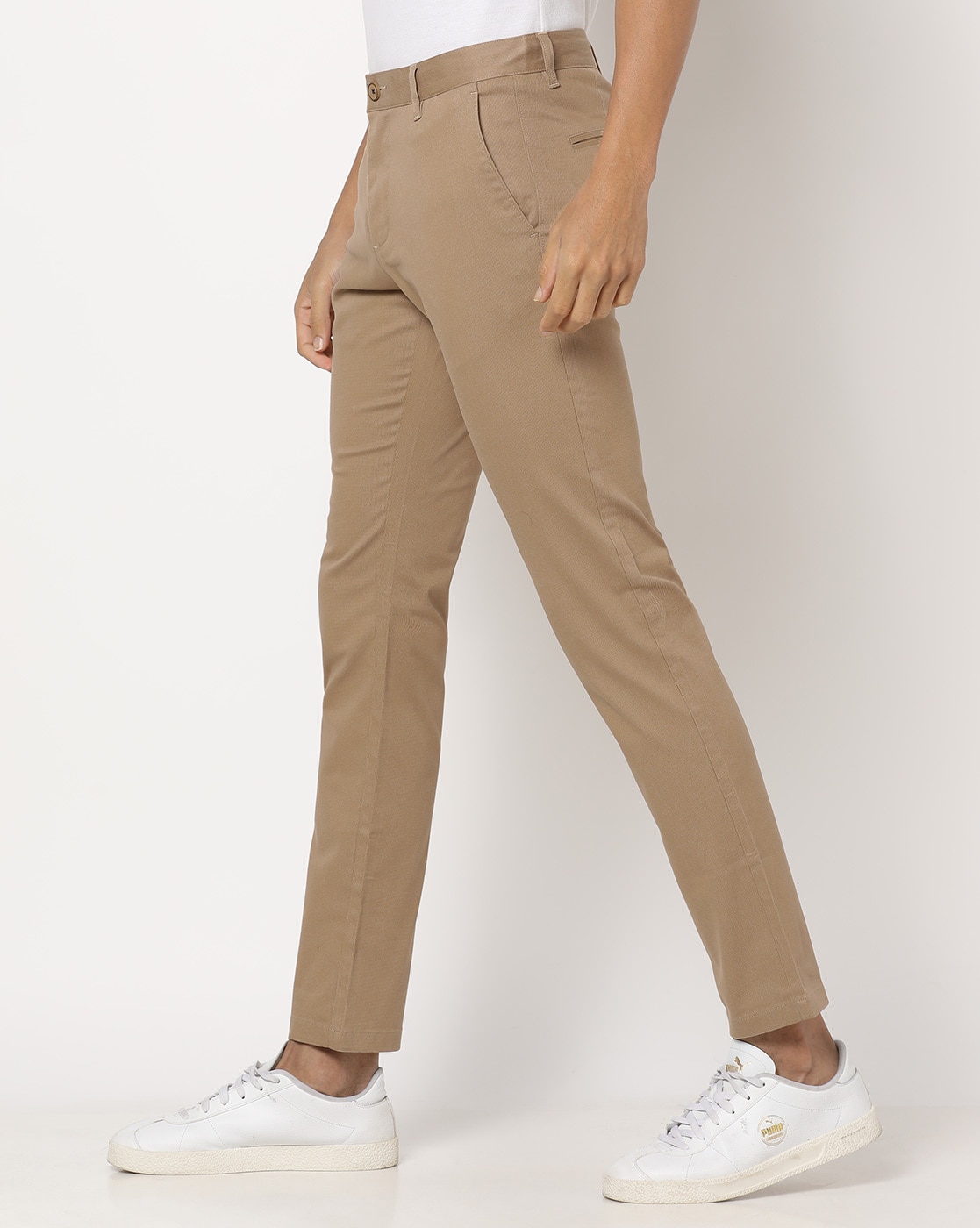 Buy Men Beige Solid Low Skinny Fit Casual Trousers Online - 709710 | Peter  England