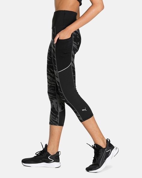 Black High Rise Abstract Print Leggings|218402501-Black