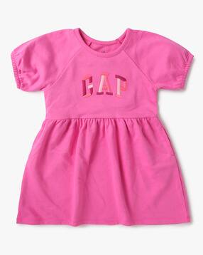 gap kids Solid Logo Puff Sleeves Dress-picture-22