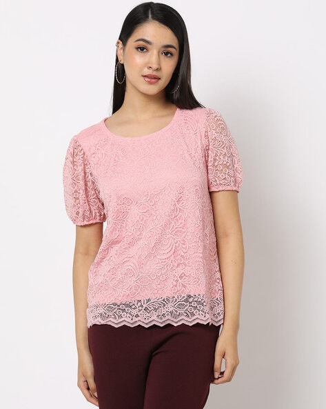 Lacy Round-Neck Top