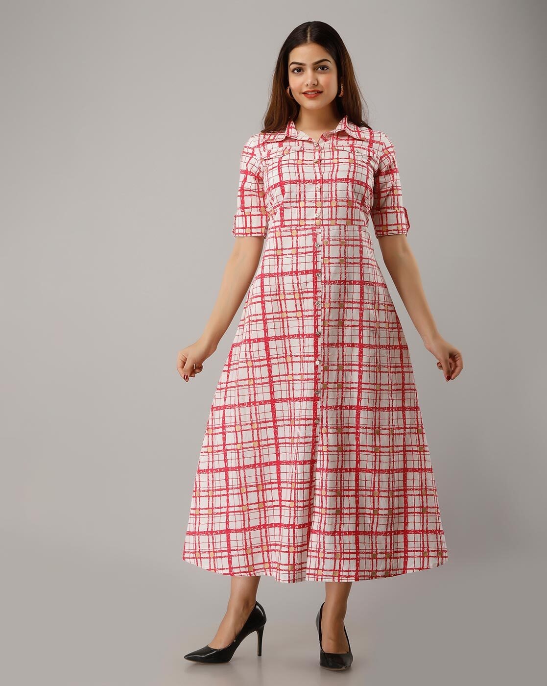 Buy Silai Bunai Cotton Checks Dress for Women¿s Online @ Tata CLiQ