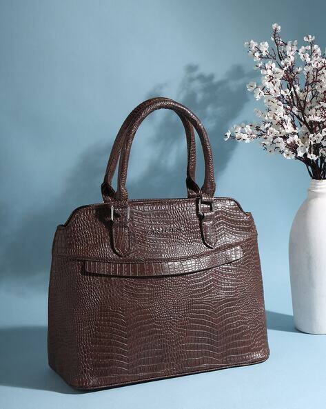 Lino Perros Croc-Embossed Satchel with Zip Closure