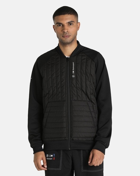 Mens black padded hot sale bomber jacket