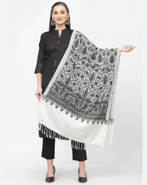 Embroidered Stole with Tassels Price in India