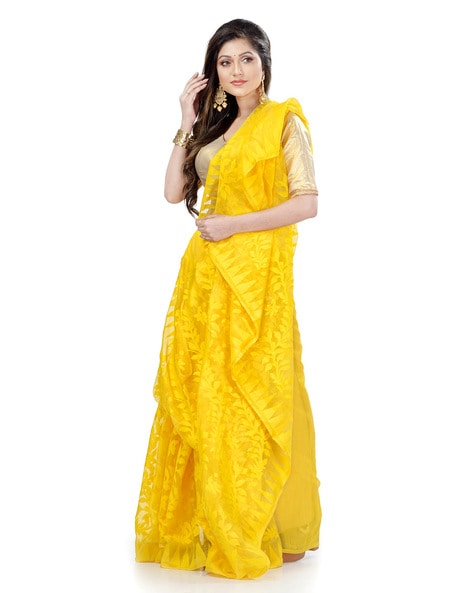 Share more than 71 yellow dhakai jamdani saree super hot