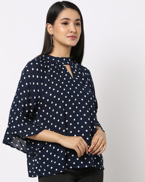 Polka-Dot Choker Neck Top