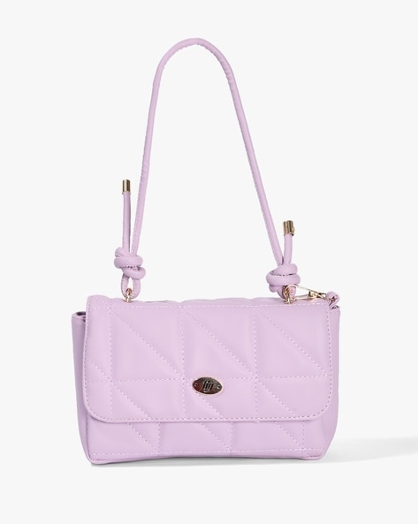QUILTED CROSSBODY BAG WITH METAL DETAIL - Purple