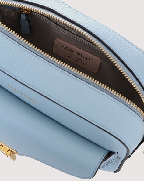 Blue Leather Crossbody Camera Bag