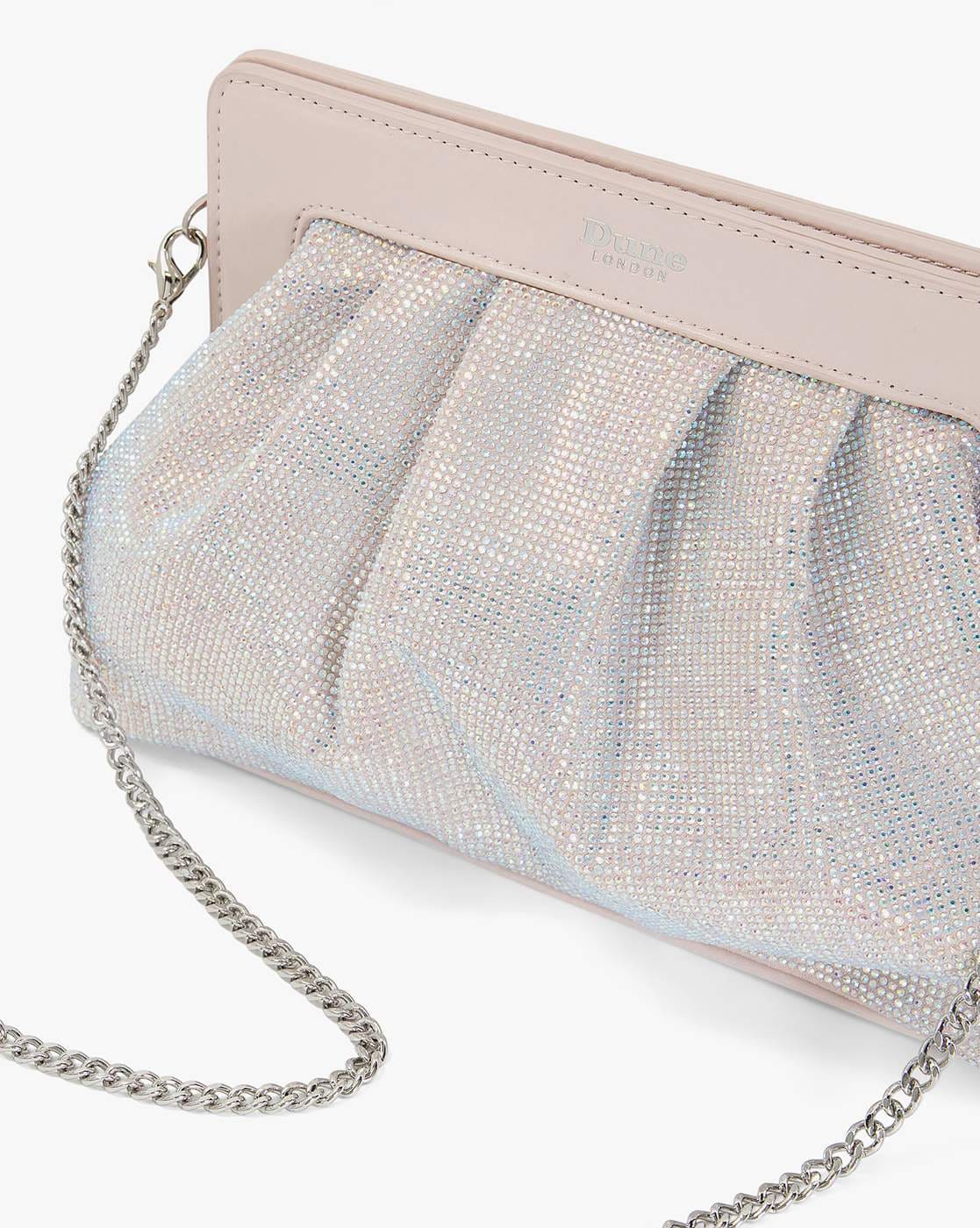 Dune silver discount diamante clutch bag