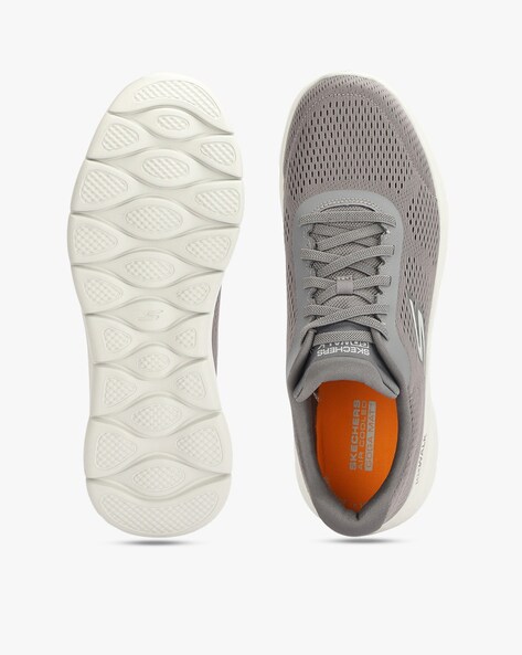 Skechers Grey/Orange Go-Walk-Flex- Lace Up Shoes For Men - Style