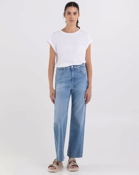 REYNE Wide Leg Rose Label High Rise Jeans
