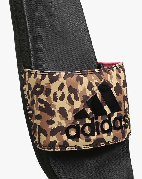 Leopard print best sale adidas slides