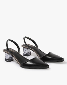 Black slingback cheap block heels