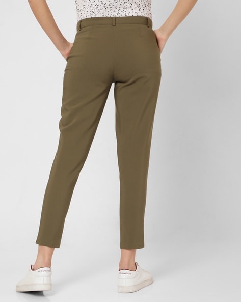 Women's Olive Green Tailored Trousers | Hawes and Curtis