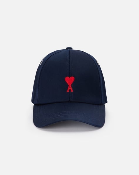 AMI PARIS ネイビー コーデュロイキャップ Buy Ami Paris Men Brand Embroidered Baseball Cap | Navy Blue Color