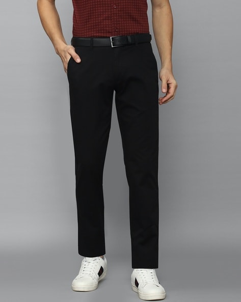 Buy V Dot Black Solid Trousers online