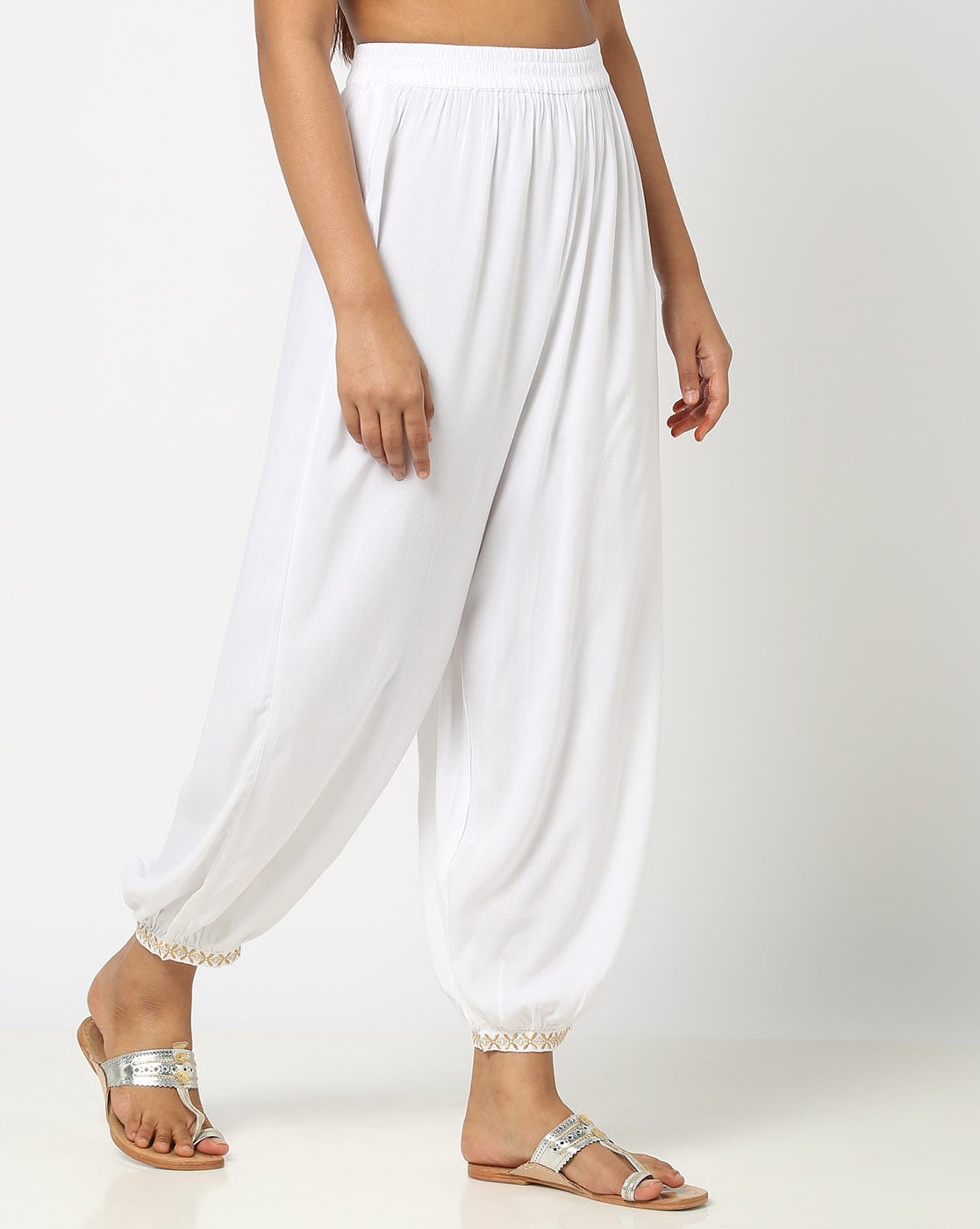 White Cotton Rayon Dhoti Harem Pants for Girls  Women  Zubix  Clothing  Accessories and Home Furnishing Shop Online