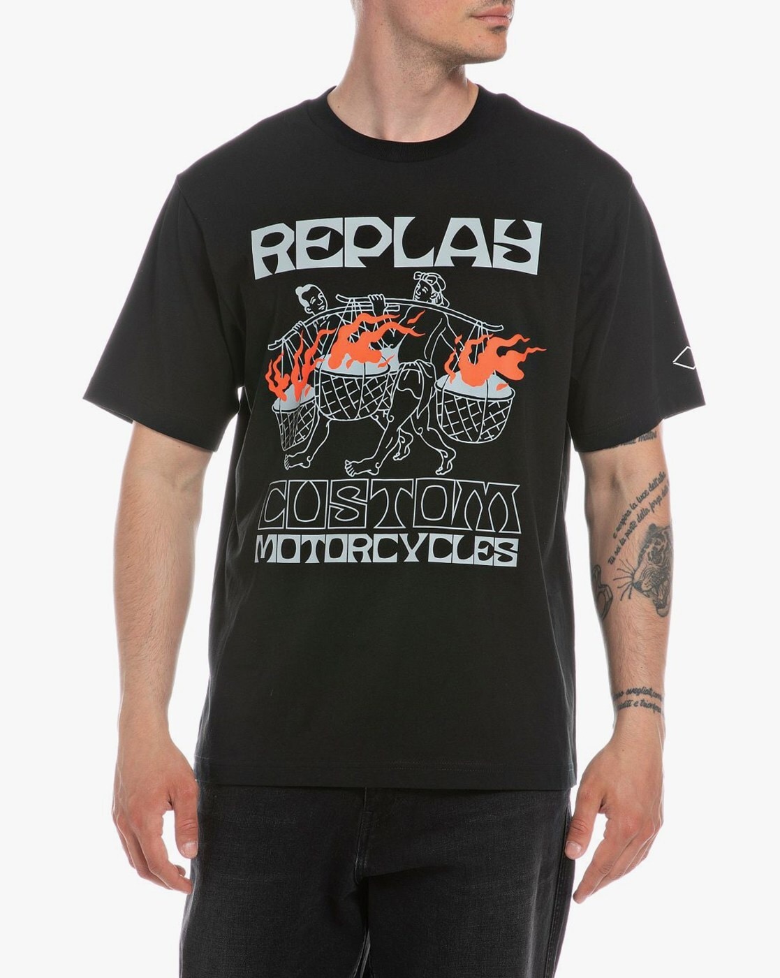 Replay Logo T Shirt Black - Male - Small