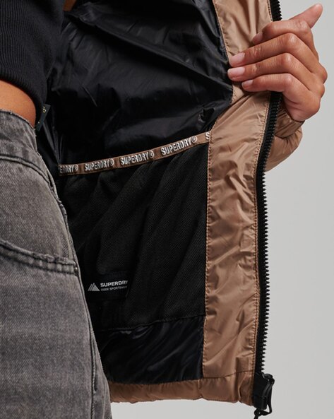 Puffer Vest /BLACK/BROWN/ Brown / M