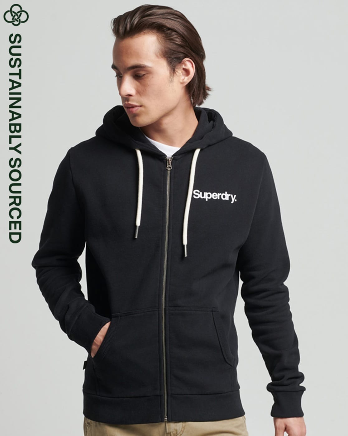 Black superdry hotsell zip hoodie