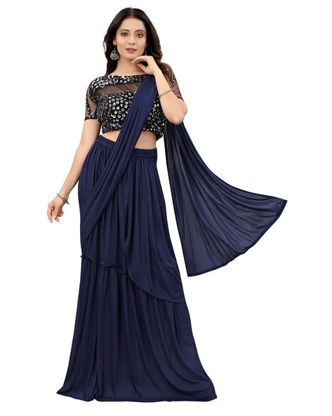 Buy Purple Lehenga Georgette Blouse Cotton Pre-stitched Saree With For  Women by Paulmi and Harsh Online at Aza Fashions.