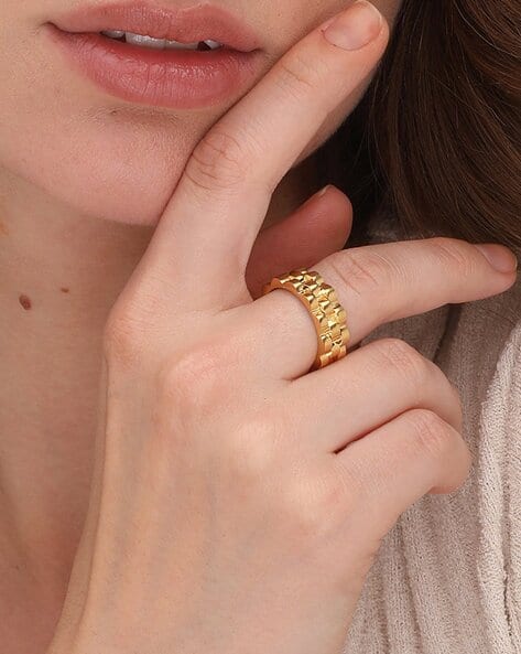 Checks Gold Plated Ring