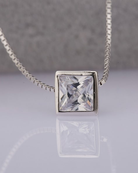 Precious Square Diamond Necklace in 18K White gold - I-P185S – Siranjewelry