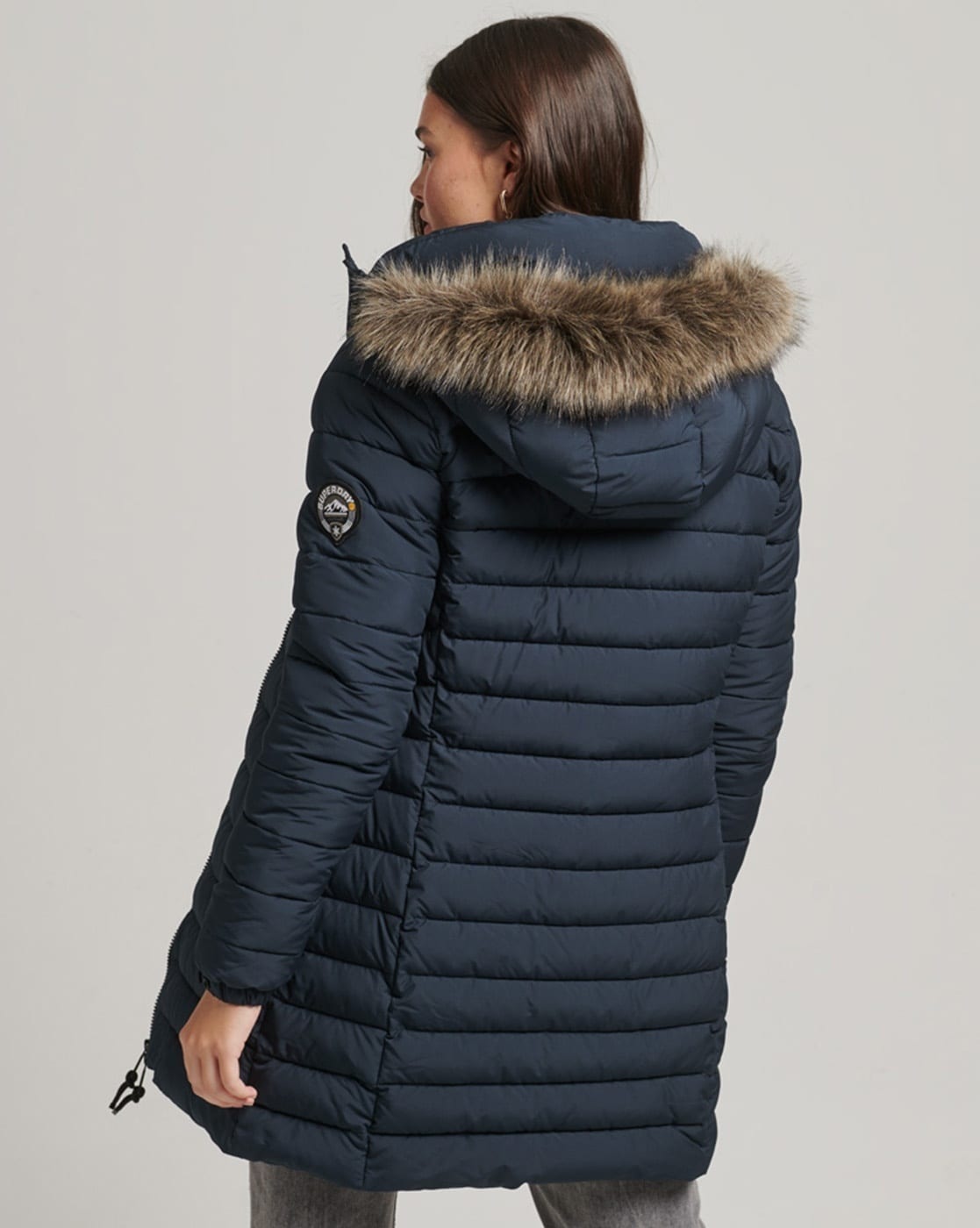 Superdry chevron fur hot sale super fuji jacket navy