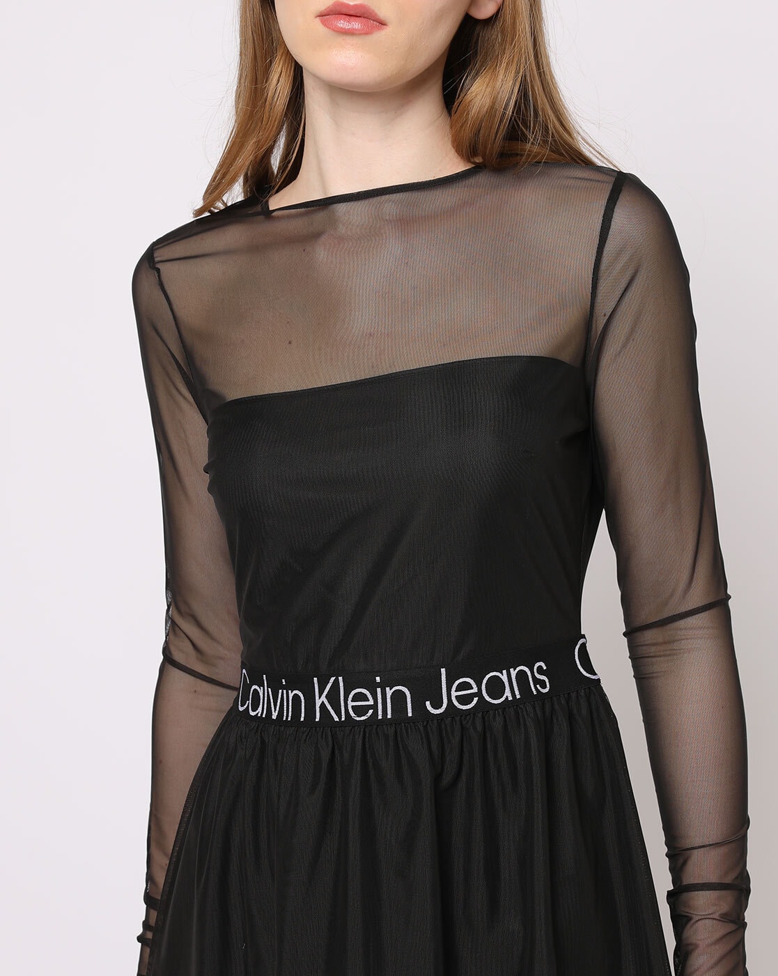 Calvin klein black sales fit and flare dress