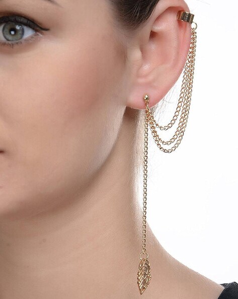 Ear Cuff with Chain Earrings - Allurement Earring – Meraki Lifestyle Store