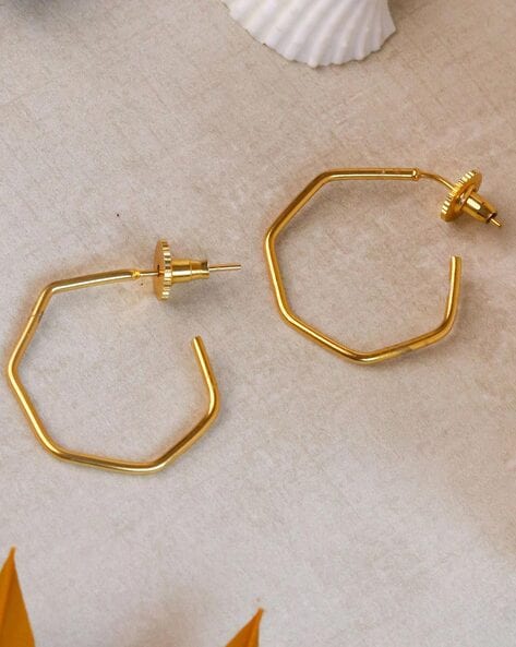 Amazon.com: Hexagon Earrings Gold Filled Geometric Classic Minimalist Hoops  : Handmade Products