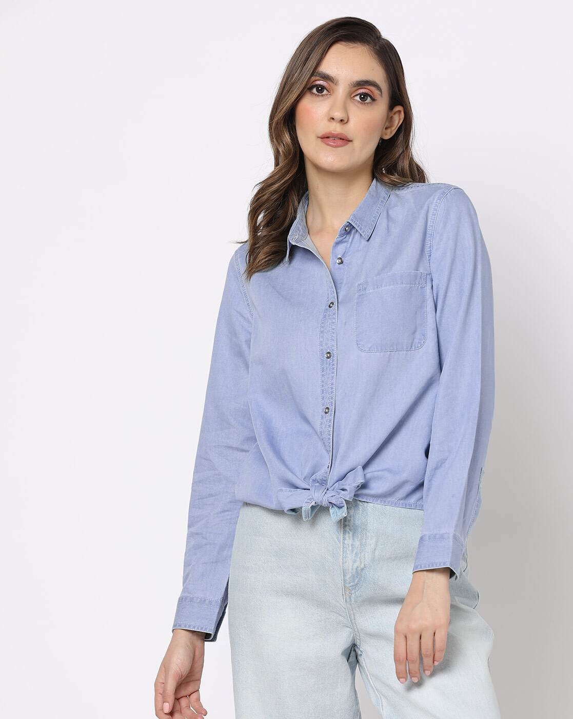 Buy Zink London Blue Denim Shirt for Women's Online @ Tata CLiQ