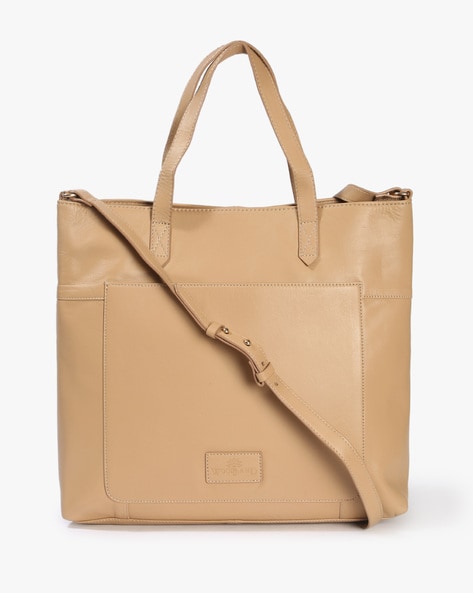 woodland beige tote bag with detachable strap