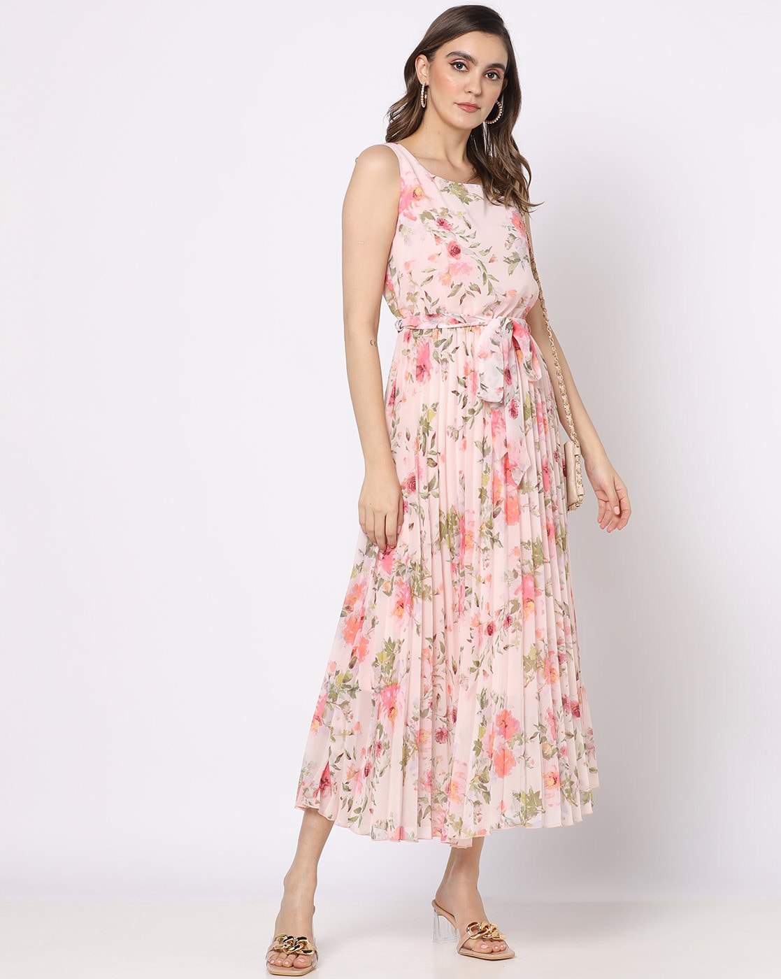 Buy online Pink Floral Print Sleeveless A-line Dress from western wear for  Women by Indian Fashionista for ₹579 at 61% off | 2024 Limeroad.com