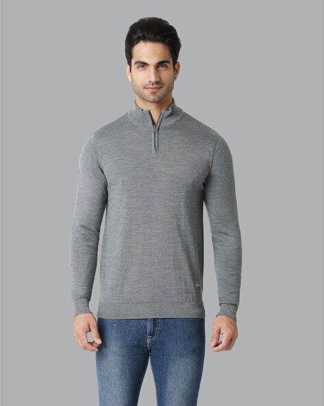 Mens grey sales half zip sweater