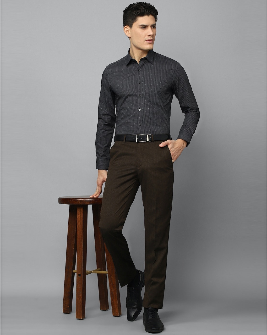 Buy Louis Philippe Men Slim Fit Brown Check Fromal Trousers Online - Lulu  Hypermarket India